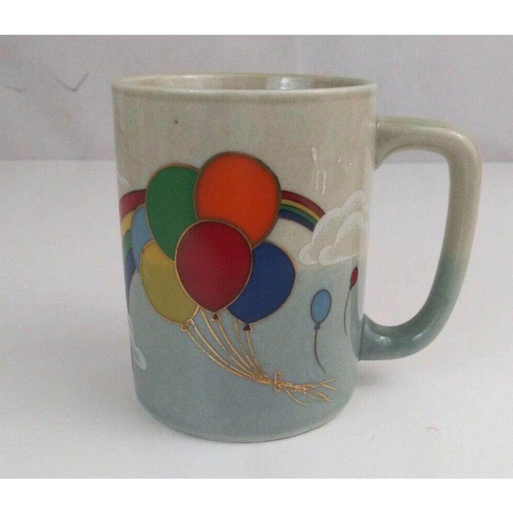 Vintage Otagirl Balloons & Rainbow 3.75" Coffee Cup Made In Japan
